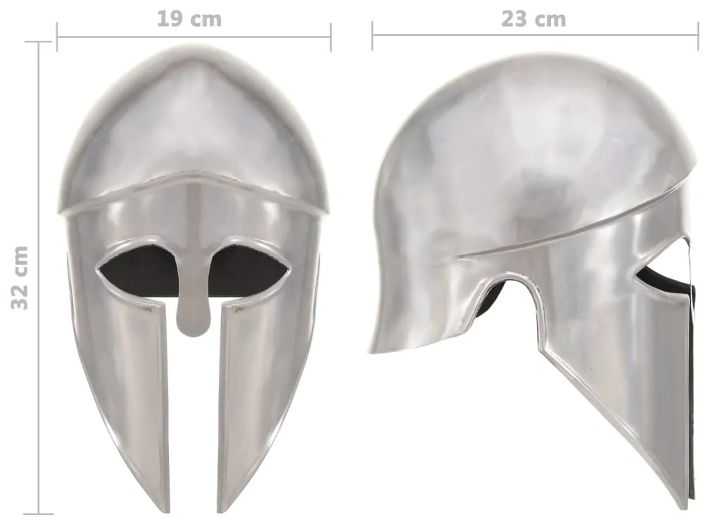 Capacete de soldado grego réplica LARP aço prateado