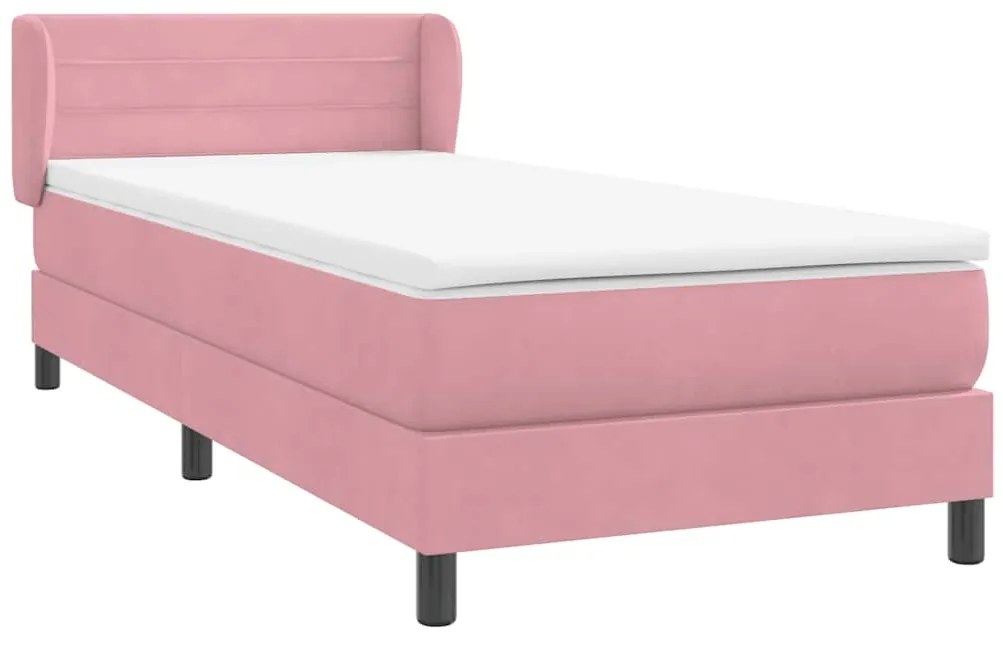 Cama com molas/colchão 80x220 cm veludo rosa