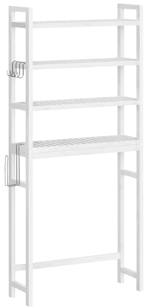 Organizador de banheiro SONGMICS sobre o vaso sanitário, 4 níveis, com prateleira ajustável, compatível com a maioria dos vasos sanitários, economiza espaço, fácil montagem, branco BTS041W01