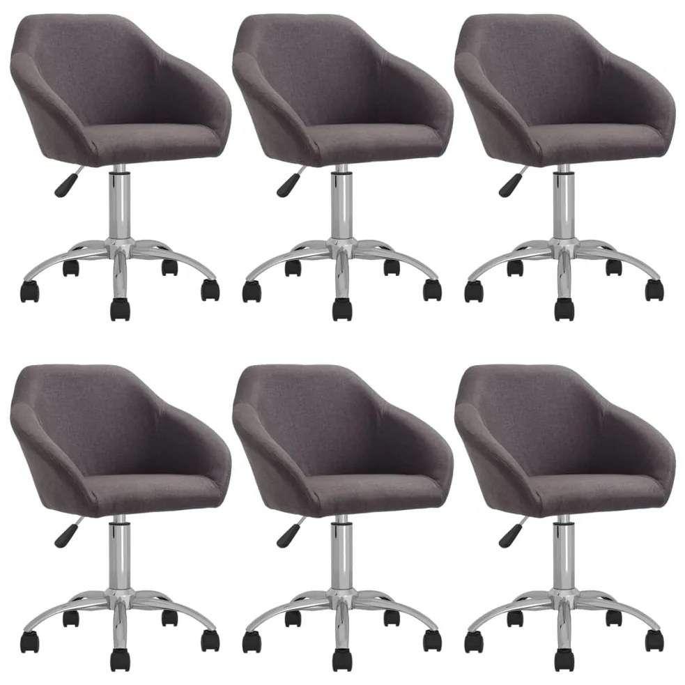vidaXL Cadeiras de jantar giratórias 6 pcs tecido cinzento-acastanhado