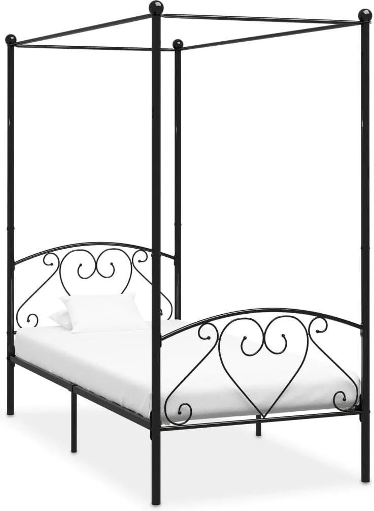 Estrutura de cama com dossel 120x200 cm metal preto