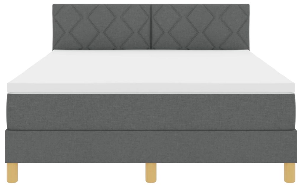 Cama Box Spring com Colchão Cinza Escuro 160x200 cm em Tecido