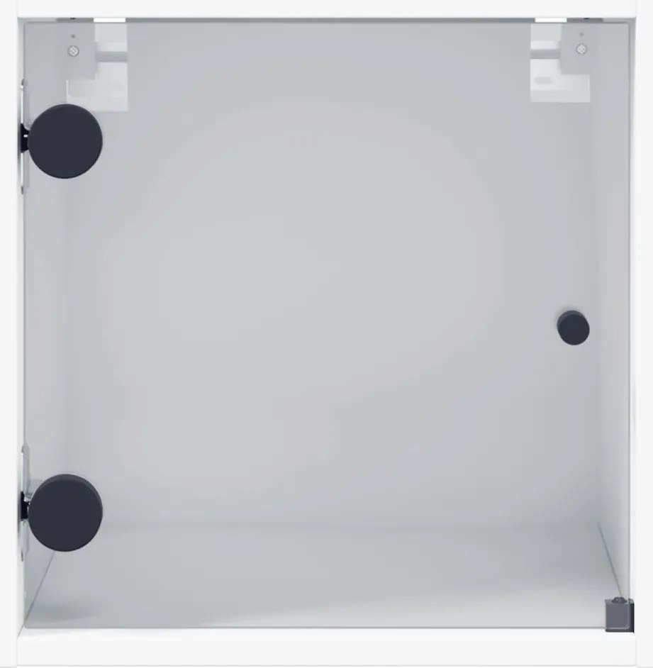 Mesas de cabeceira c/ portas de vidro 2 pcs 35x37x35 cm branco