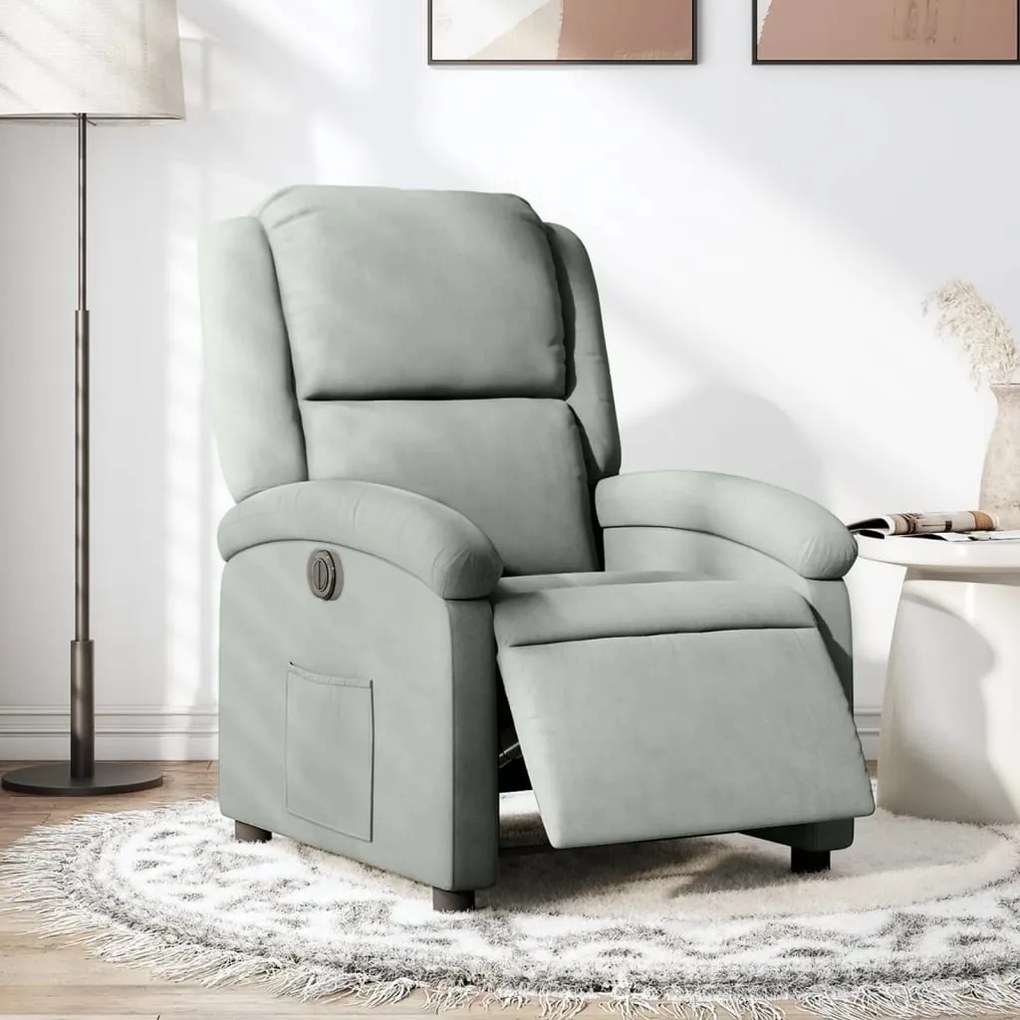 vidaXL Poltrona reclinável elétrica veludo cinzento-claro