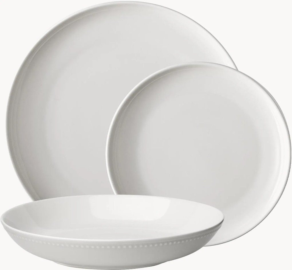 Conjunto de loiça em porcelana Elements Pearl, 4 pessoas, conjunto de 12