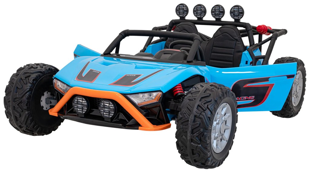 Carro elétrico para Crianças 2 Lugares Buggy Racing 5 24V Rodas Espuma EVA, assento couro ecológico Azul