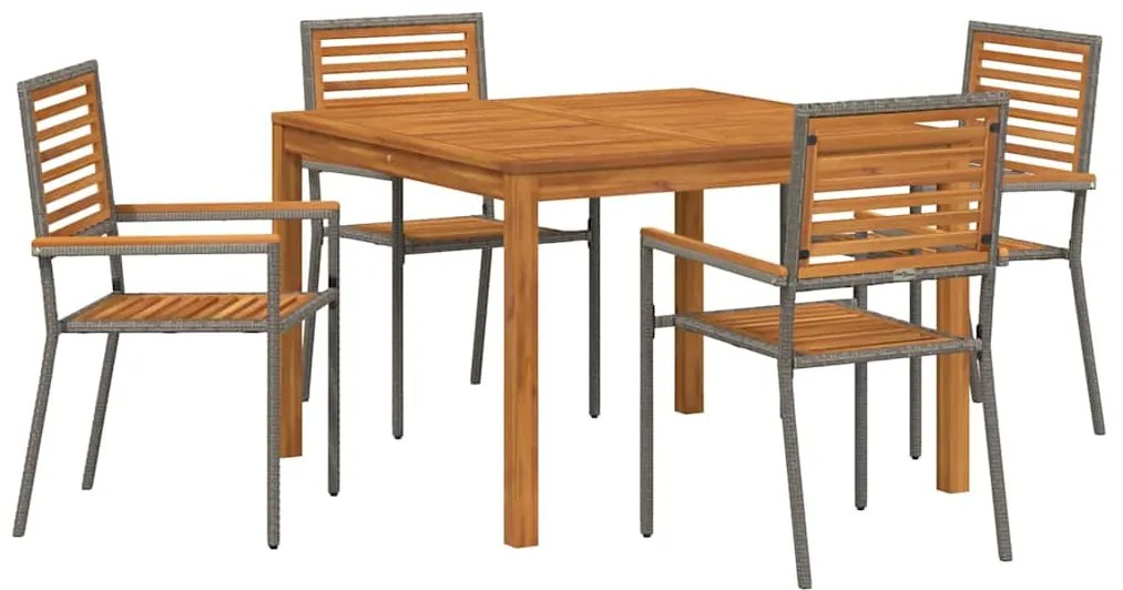 Conjunto de Jantar para Jardim 5 pcs Cinzeto 110 x 110 x 75 cm