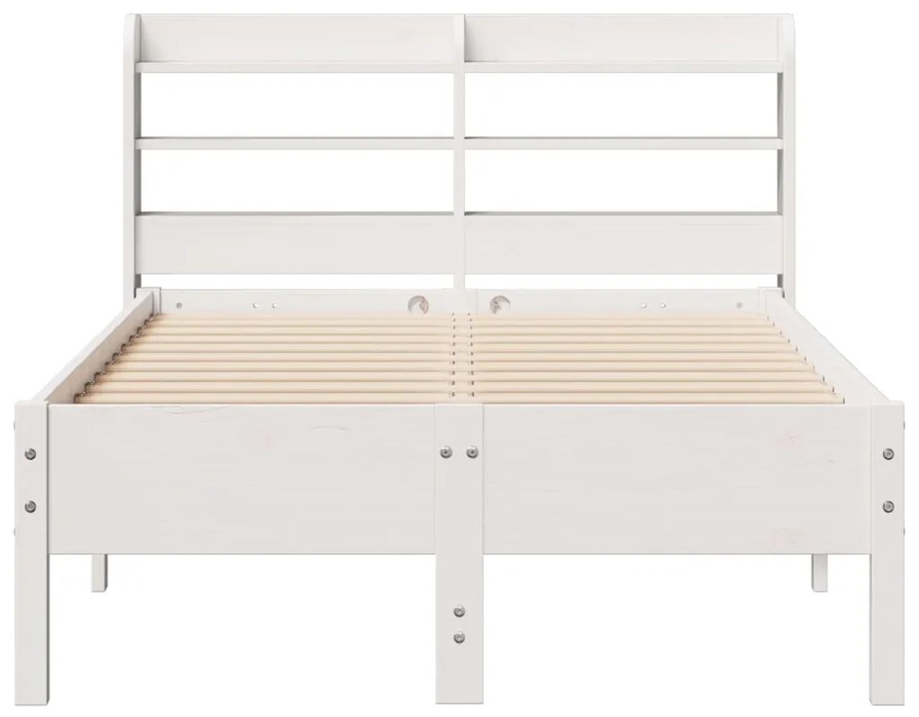 Cama sem colchão 120x190 cm madeira de pinho maciça branco