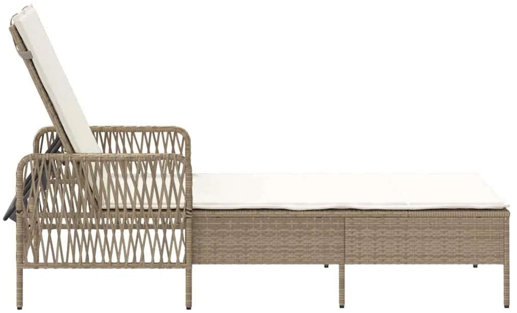 Espreguiçadeira Bege e creme Vime PE 157 x 55 x 92 cm Dobrável