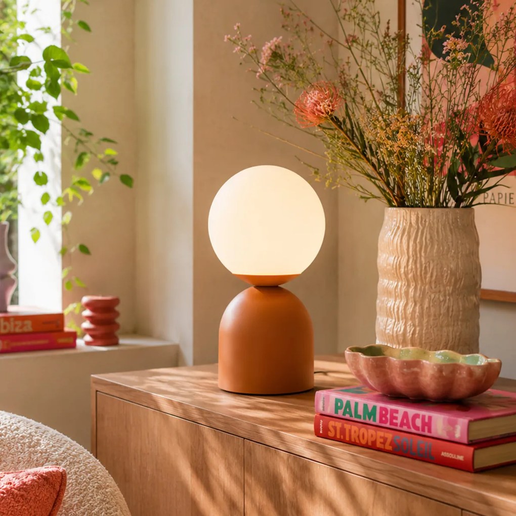 Candeeiro de Mesa Hotel Chic Laranja com Vidro Opalino - Pallon Trend