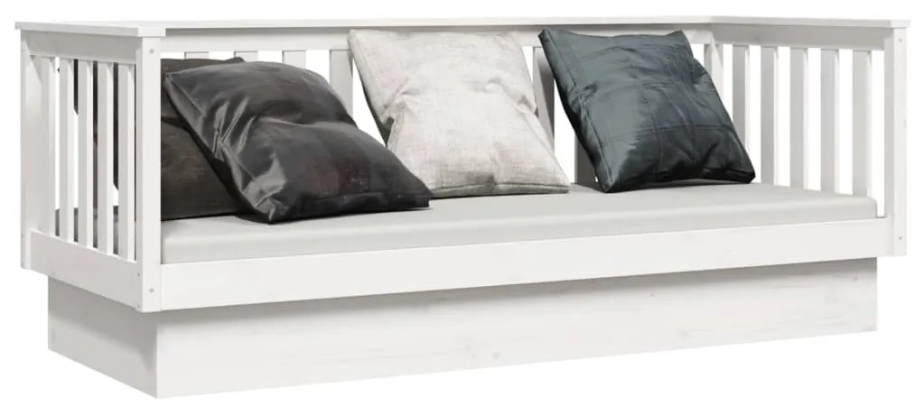 Sofá-cama 90x190 cm madeira de pinho maciça branco