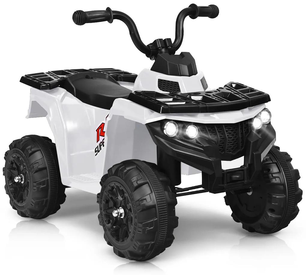 Moto 4 eletrica para crianças Quadriciclo elétrico brinquedo com bateria de 6 V MP3 holofotes USB volume ajustável branco