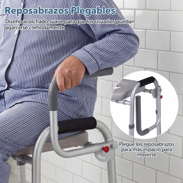 Assento elevatório para sanita para idosos com altura ajustável de 48,5 a 58,5 cm, estrutura metálica, para idosos, doentes e grávidas, capacidade de