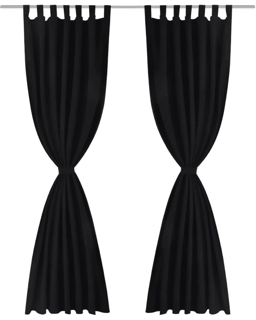Cortinas de cetim com laços, 2 pcs, preto 140 x 225 cm