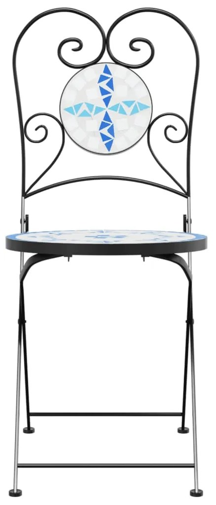 Cadeiras de bistrô dobráveis 2 pcs cerâmica azul e branco