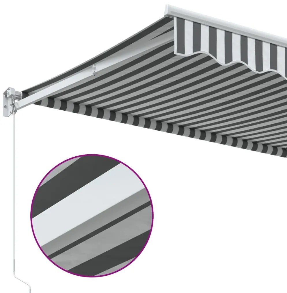 Toldo retrátil 4x3 m tecido e alumínio antracite e branco