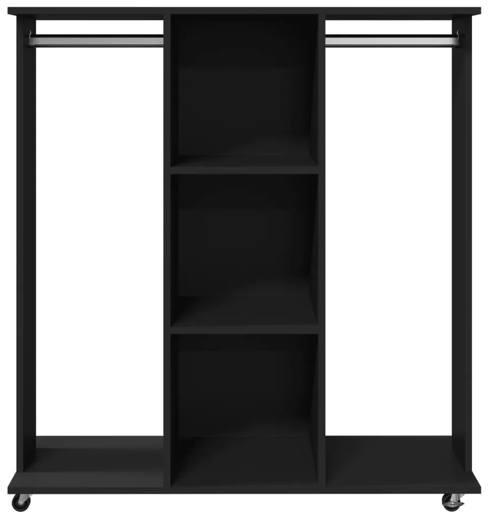 Roupeiro com rodas 102x38x110 cm derivados de madeira preto