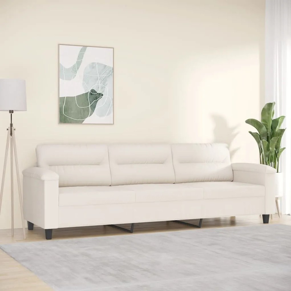 vidaXL Sofá de 3 lugares 210 cm tecido de microfibra bege