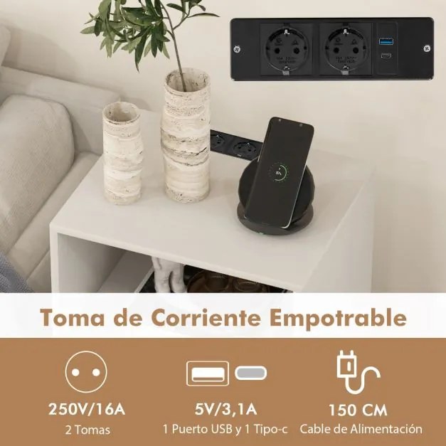 Suporte para discos vinil de 3 níveis com estação de carregamento Estante 4 divisórias 48 x 40 x 88 cm Branco