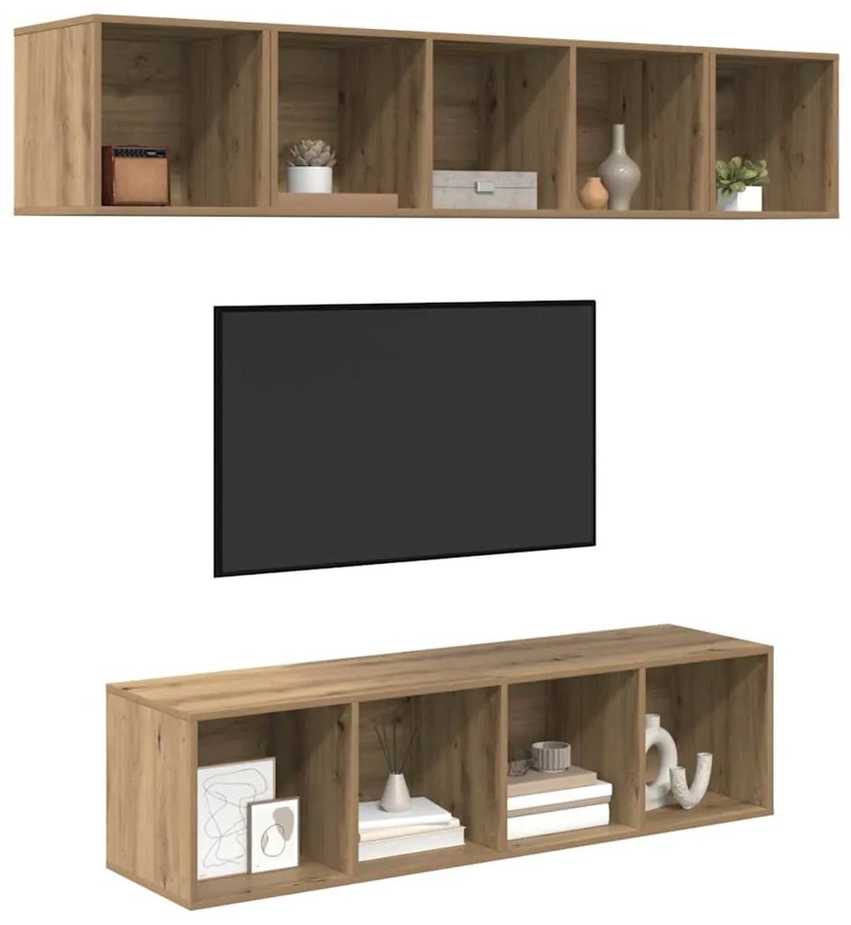 Conjunto de móvel de TV 4 pcs carvalho artisiano