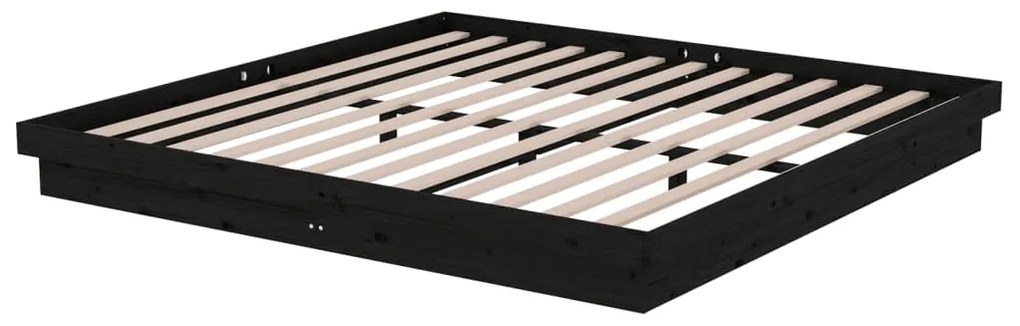 Estrutura de cama 200x200 cm madeira maciça preto