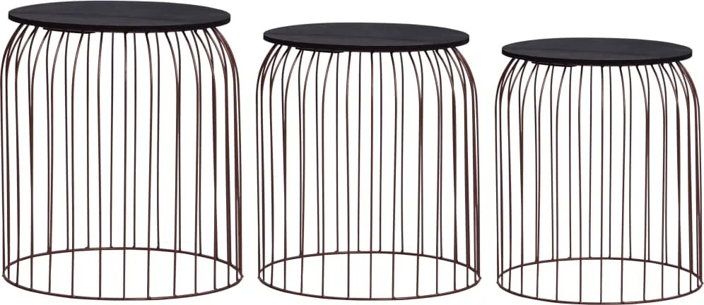 vidaXL Mesas de centro 3 pcs cobre