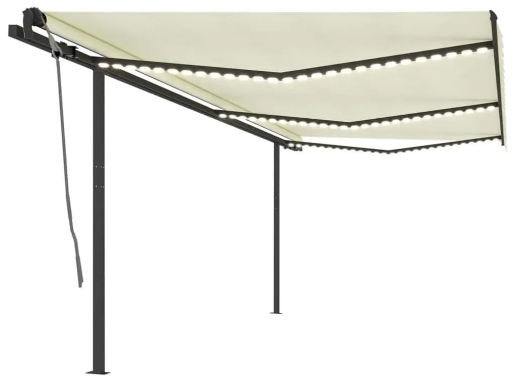 Toldo automático c/ LED e sensor de vento 6x3,5 m cor creme