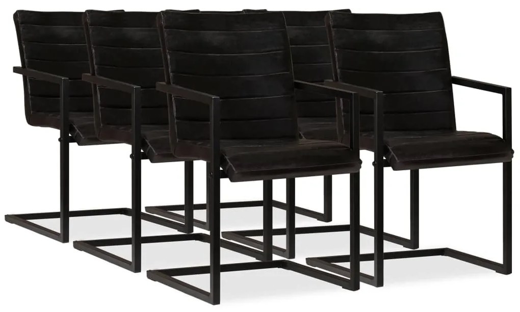 vidaXL Cadeiras de jantar 6 pcs couro genuíno antracite