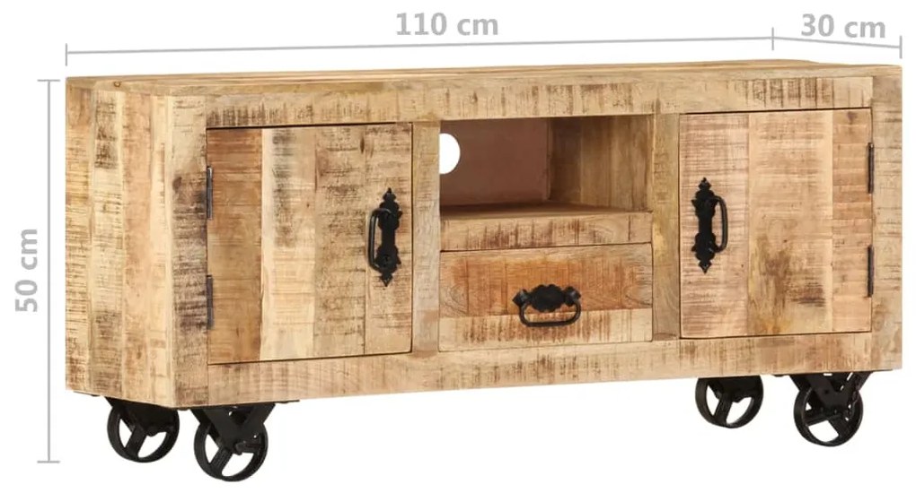 Móvel de TV 110x30x50 cm madeira de mangueira áspera