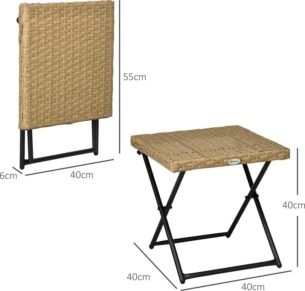 Mesa de Jardim em Vime Sintético Mesa de Terraço Exterior Dobrável com