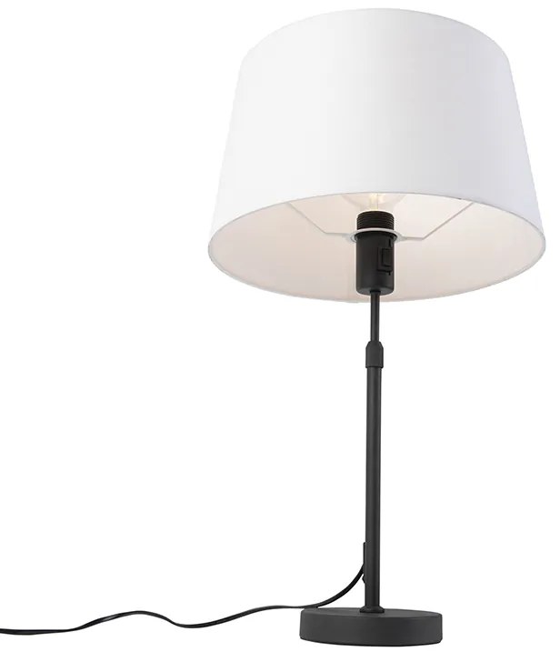 Candeeiro de mesa preto com abajur de linho branco 35 cm ajustável - Parte Moderno