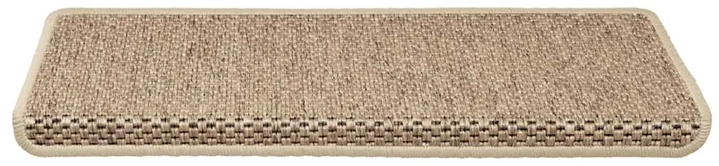 Tapetes escada adesivos aspeto sisal 15pcs 65x21x4cm cor areia