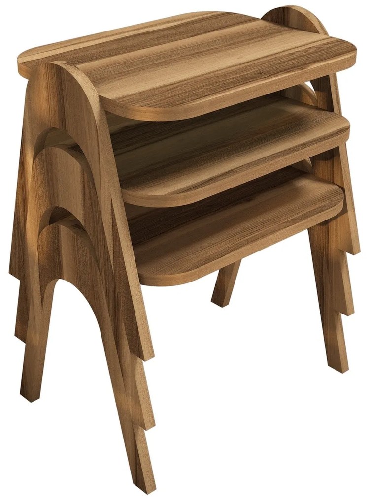 Conjunto de Mesas de Apoio Paris – Cor Nogueira – 48,6 cm x 42 cm x 35