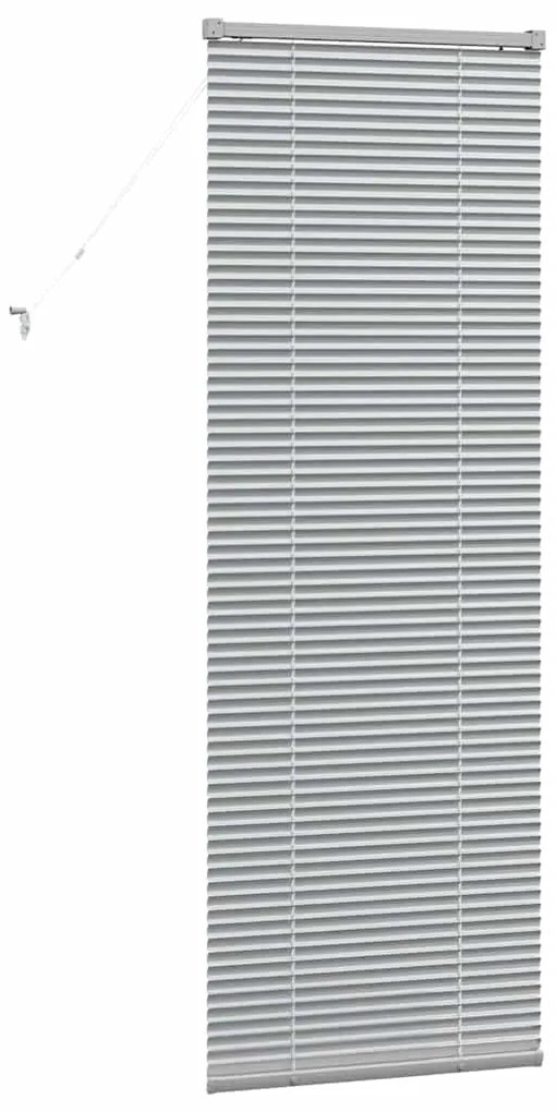Persiana de Janela com cortinas Manual Prata 80 x 130 cm Alumínio