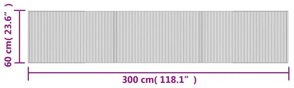 Tapete retangular 60x300 cm bambu preto