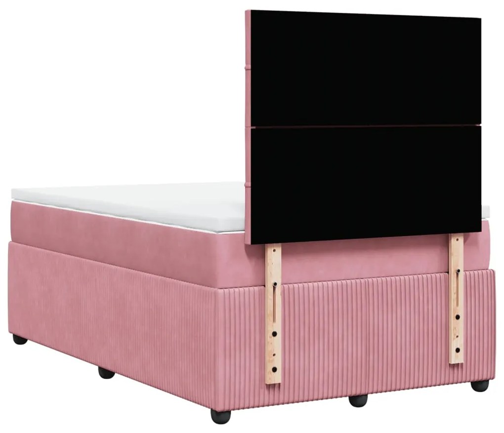 Cama boxspring com colchão 120x200 cm veludo rosa