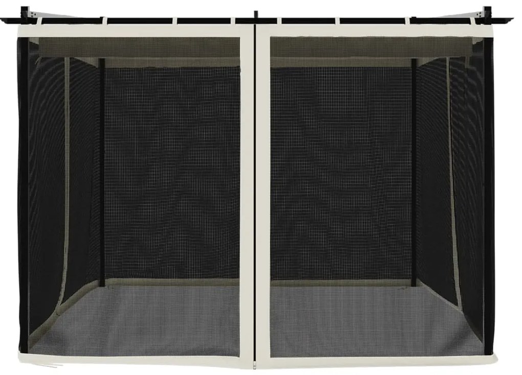 Gazebo com paredes de malha 3x3 m aço creme