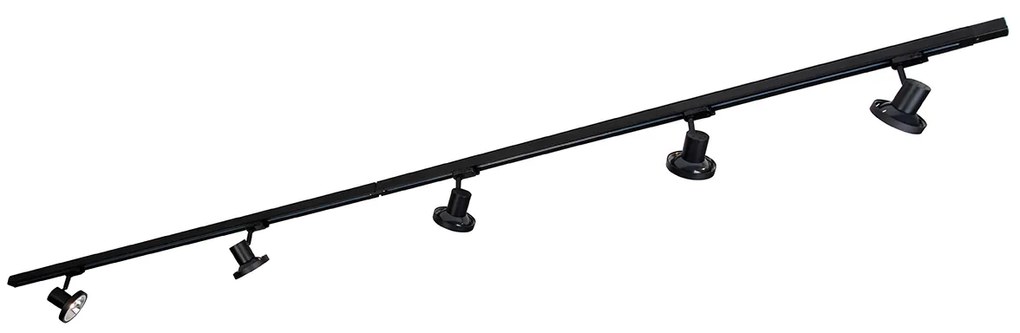 Sistema de iluminação de trilho trifásico moderno com 5 focos pretos GU10 111 mm à esquerda - Trifásico Jeany