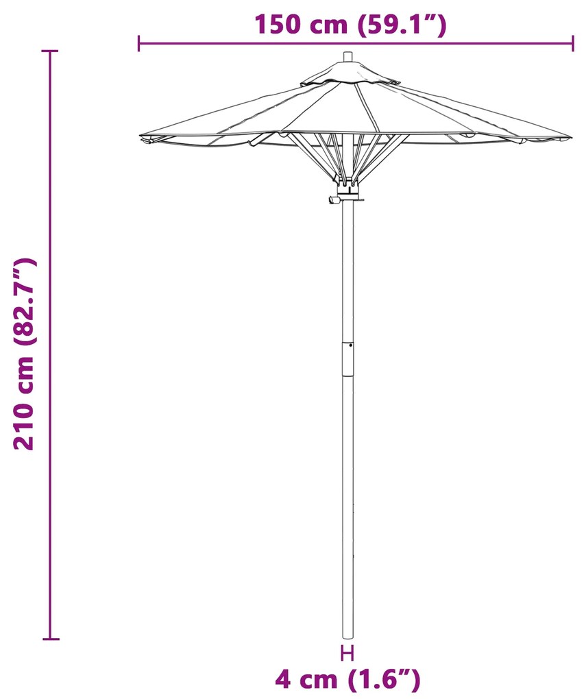 Guarda-sóis de Jardim Branco Creme 150x210 cm Bambu