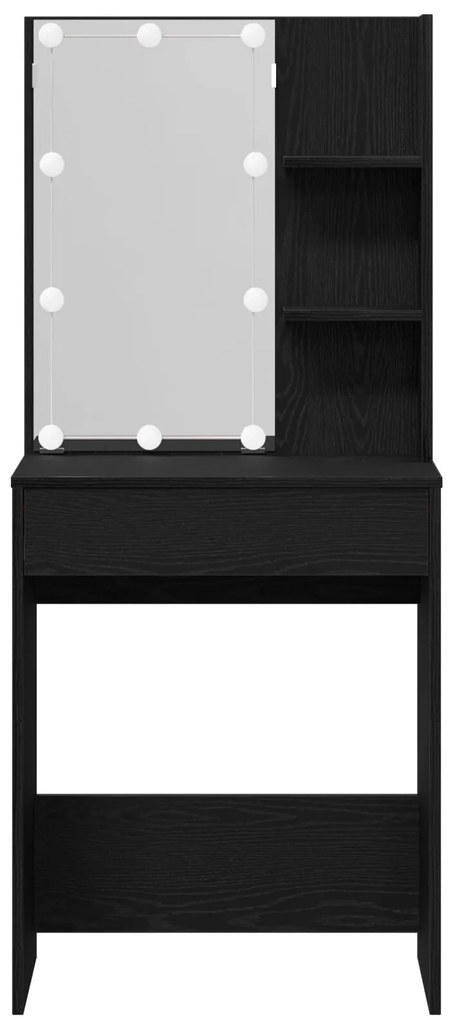 Mesa de Maquilhagem LED vidaXL em Carvalho Preto, 60x40x140 cm, Feita
