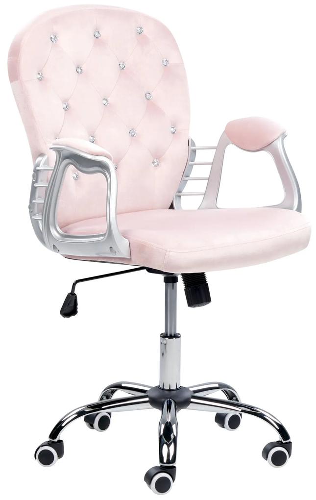 Cadeira de escritório em veludo rosa com cristais PRINCESS Beliani