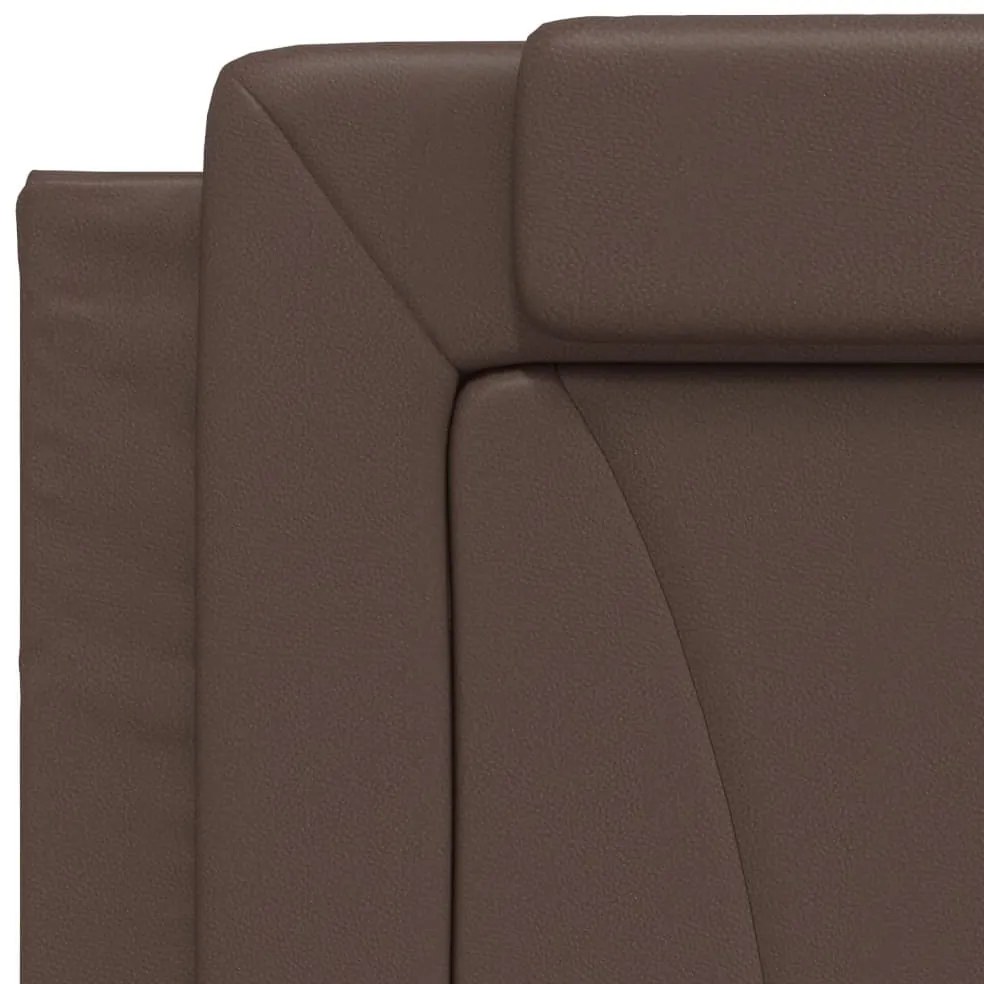 Estrutura cama c/ cabeceira 180x200cm couro artificial castanho