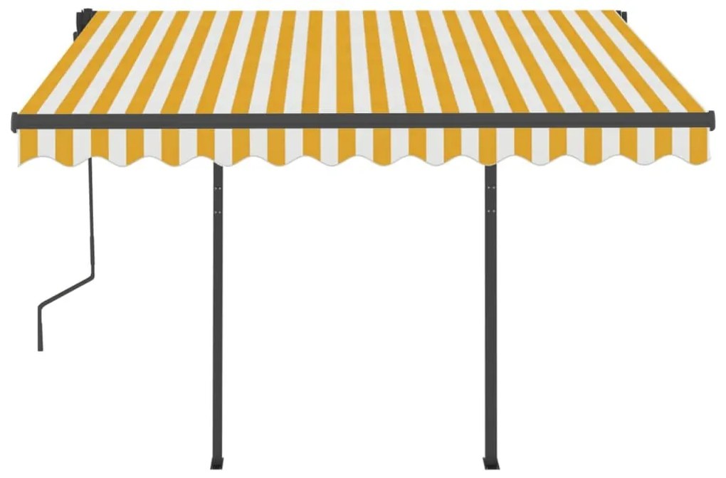 Toldo retrátil manual com LED 3,5x2,5 m amarelo e branco