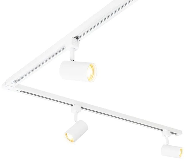 Sistema de calhas inteligente branco monofásico com 5 luzes incluindo WiFi GU10 - Iconic Jeana