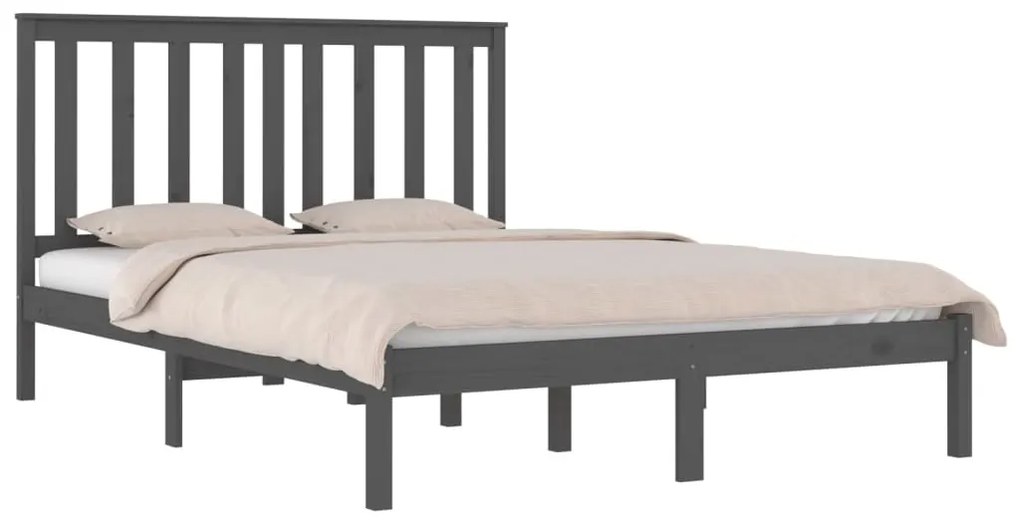 Estrutura de cama 200x200 cm pinho maciço cinzento