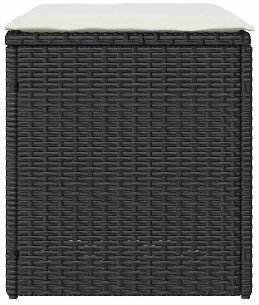 Bancos de jardim com almofadas 2 unid 40x40x43 cm vime PE preto