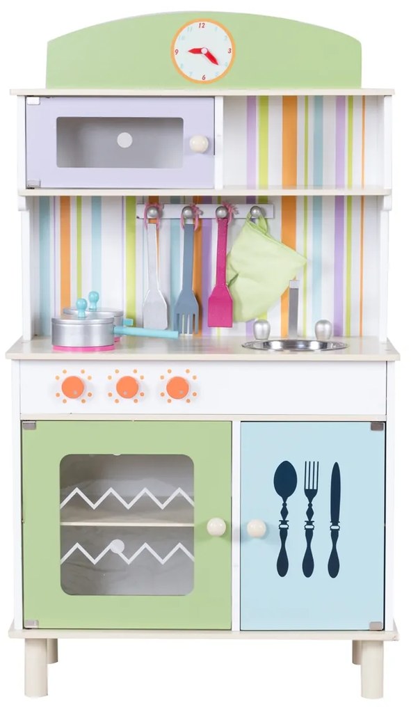 Cozinha de brincar infantil Cozinha de madeira com Acessório 60 x 30 x 107 cm Verde