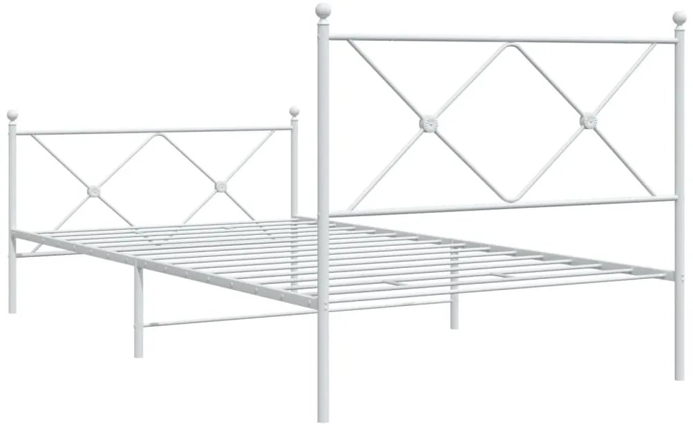 Estrutura de cama com cabeceira e pés 100x200 cm metal branco