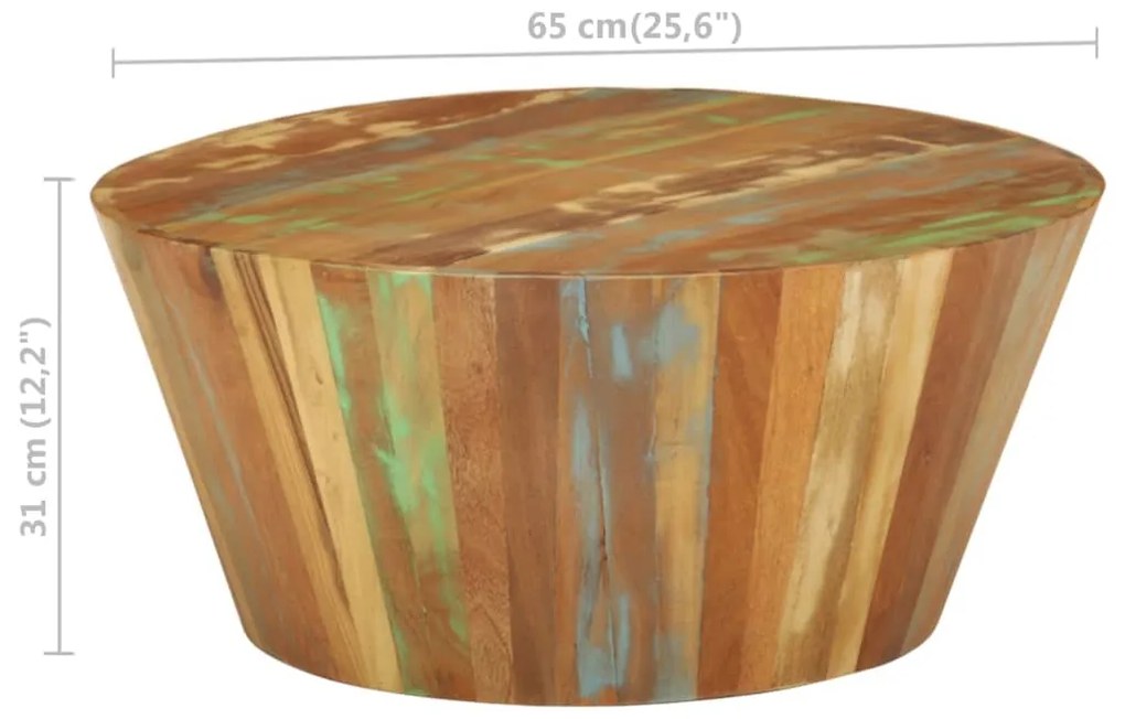 Mesa de centro Ø65x31 cm madeira recuperada maciça