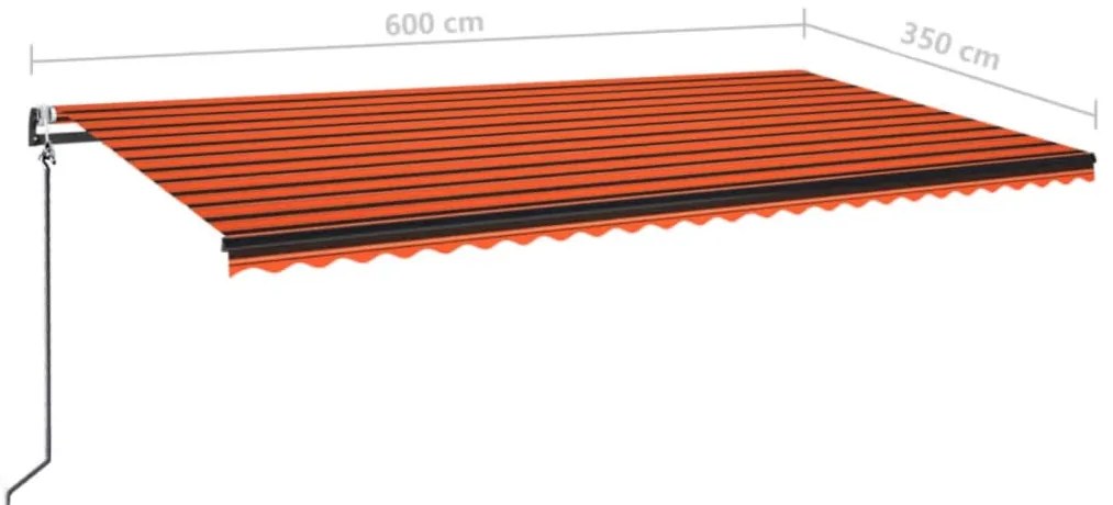 Toldo autom. LED e sensor de vento 600x350 cm laranja /castanho